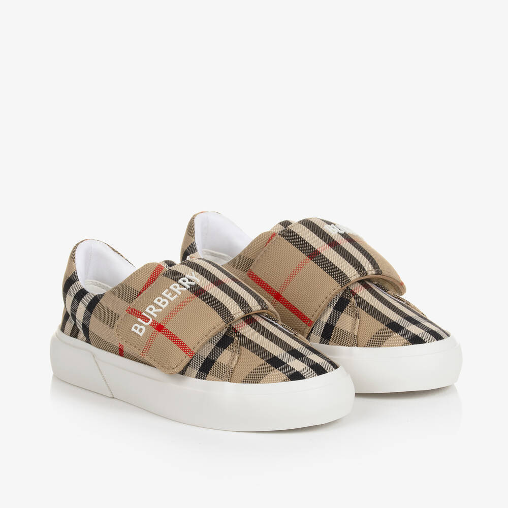 Burberry-Beige Vintage Check Trainers | Childrensalon Outlet