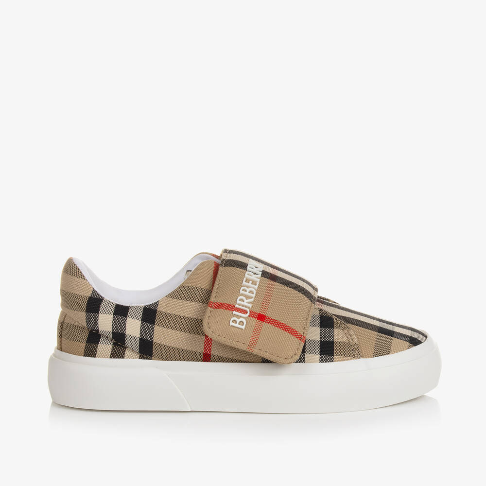 Burberry-Beige Vintage Check Trainers | Childrensalon Outlet