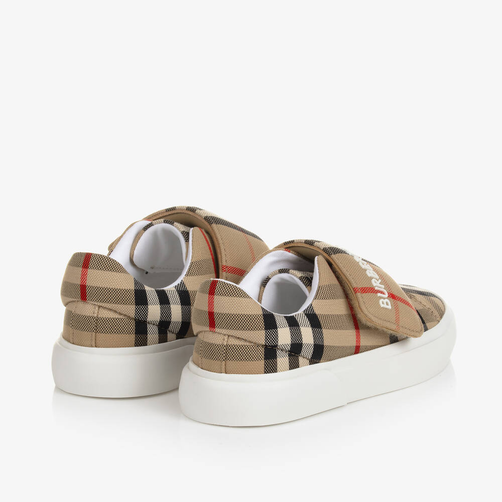 Burberry-Beige Vintage Check Trainers | Childrensalon Outlet