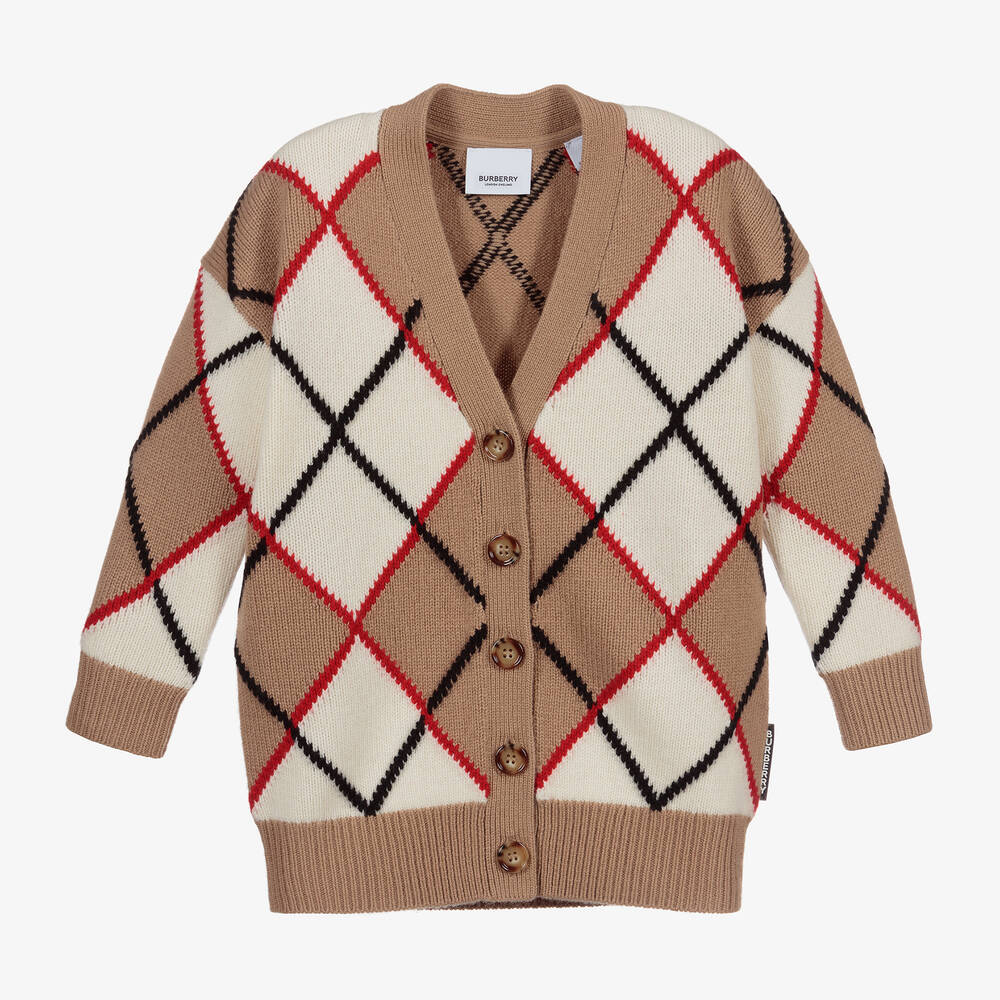 Burberry - Cardigan beige en laine et en cachemire | Childrensalon