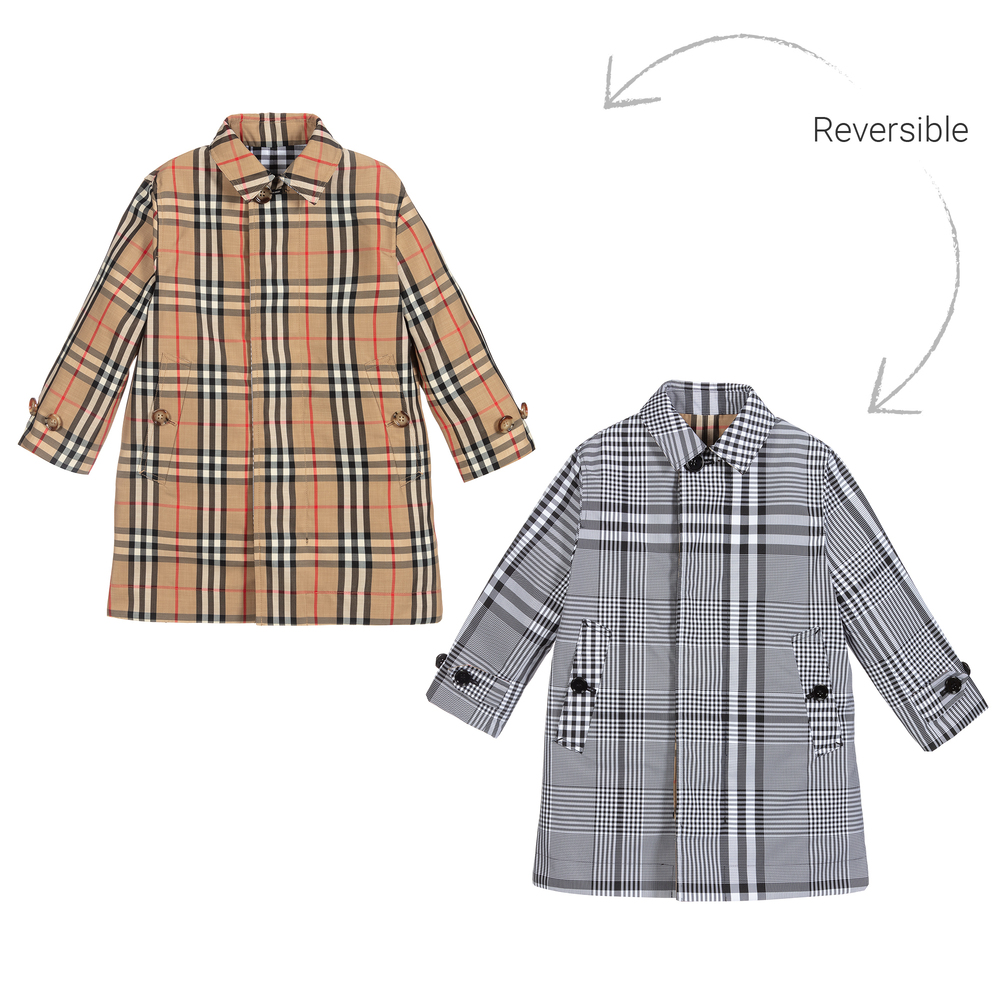 Burberry-Black & Beige Reversible Coat | Childrensalon Outlet