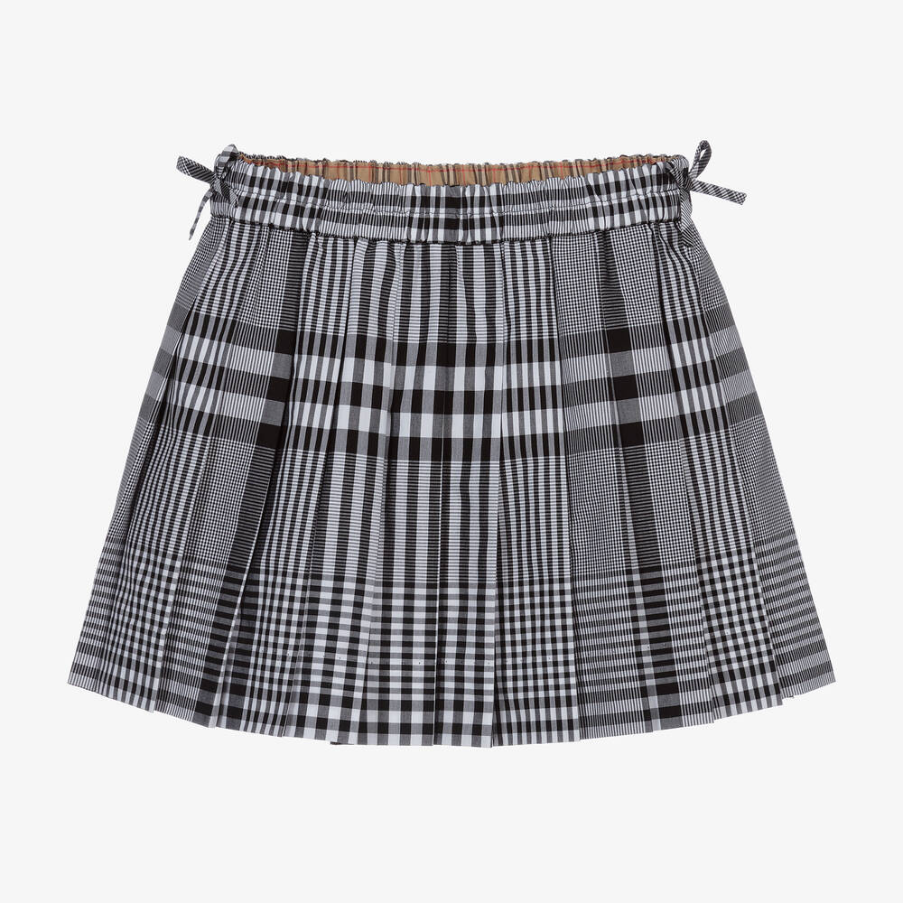 Burberry - Black Check Pleated Skirt | Childrensalon
