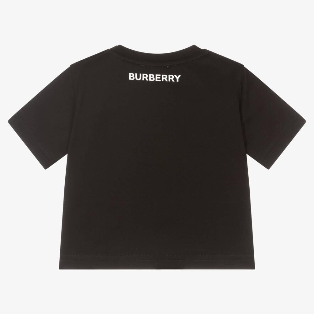 Burberry-Черная клетчатая хлопковая футболка для малышей | Childrensalon Outlet