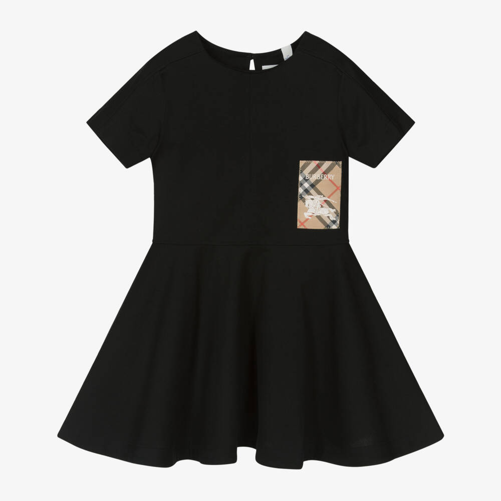 Burberry-فستان محبوك من القطن الأسود للبنات | Childrensalon Outlet