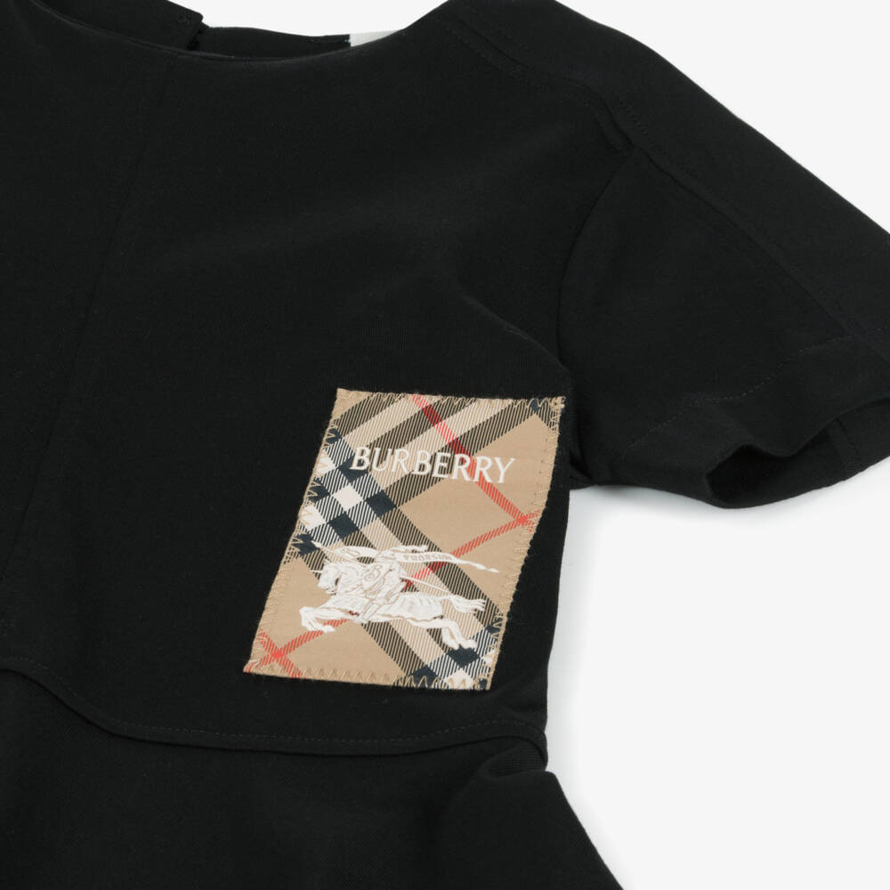Burberry-Black Cotton Knit Dress for Girls | Childrensalon Outlet