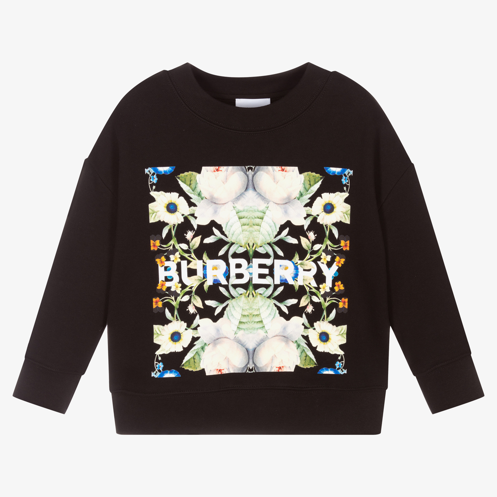 Burberry - Black Cotton Logo Sweatshirt | Childrensalon