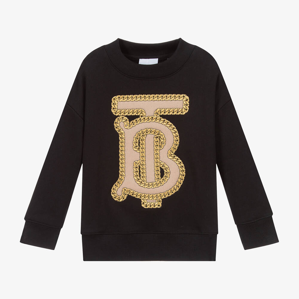 Burberry - Черная толстовка с золотистым логотипом | Childrensalon