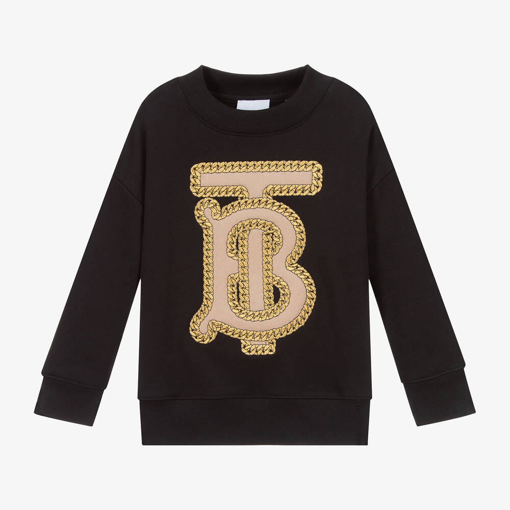 Burberry-Black & Gold Logo Sweatshirt | Childrensalon Outlet