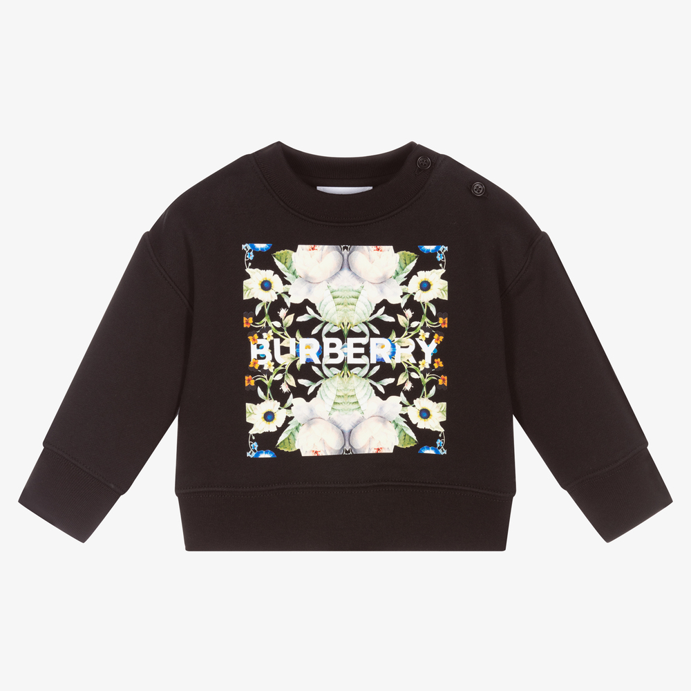 Burberry - Black Logo Baby Sweatshirt | Childrensalon