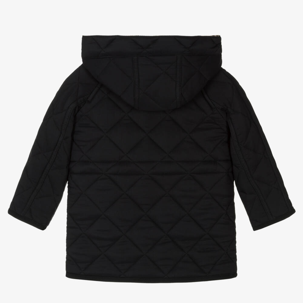 Burberry-Black Quilted Vintage Check Baby Coat | Childrensalon Outlet