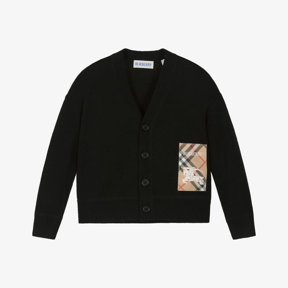 Burberry-Black Wool Knit Baby Cardigan | Childrensalon Outlet