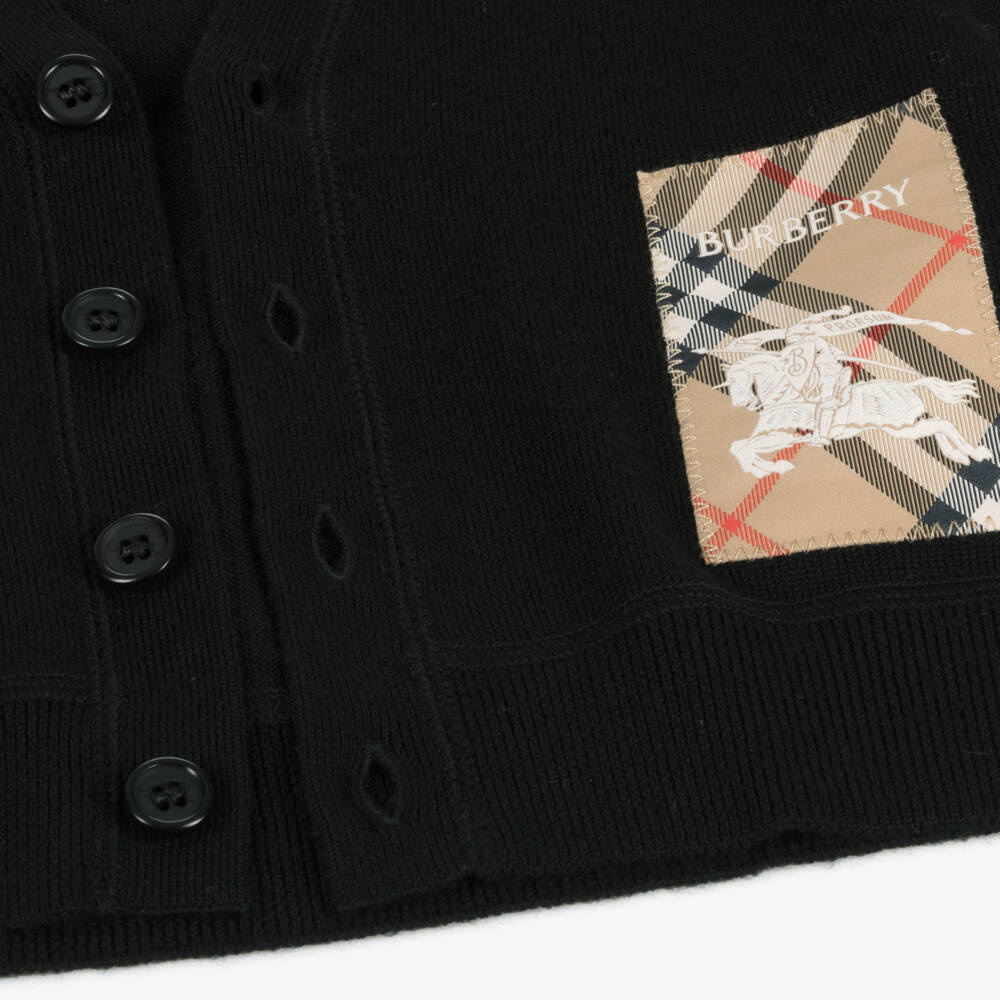 Burberry-Black Wool Knit Baby Cardigan | Childrensalon Outlet