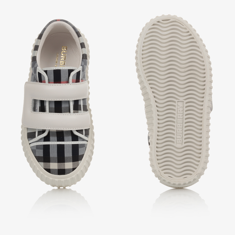 Burberry Blue Checked Canvas Trainers Childrensalon Outlet