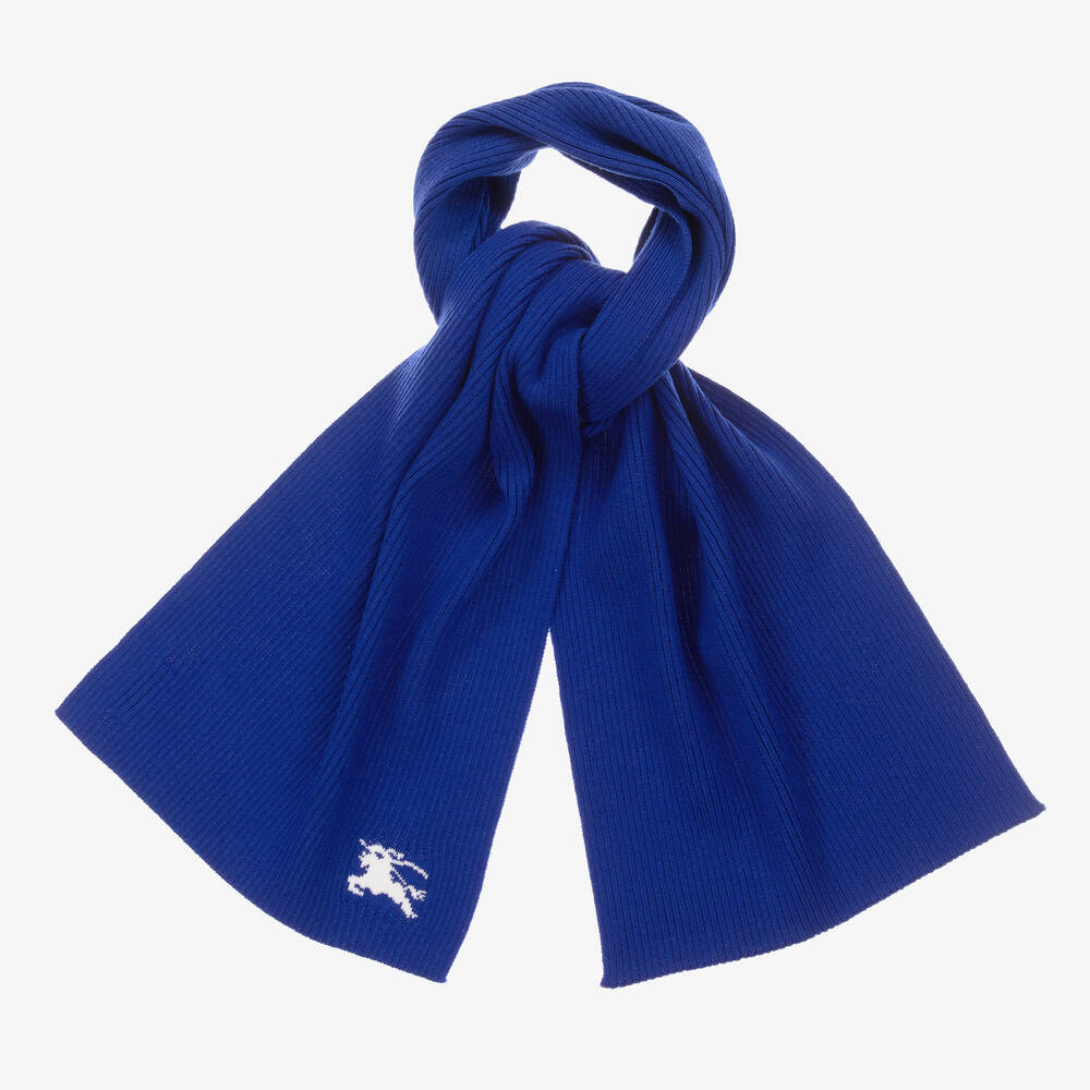 Burberry-Синий шерстяной шарф EKD в рубчик | Childrensalon Outlet