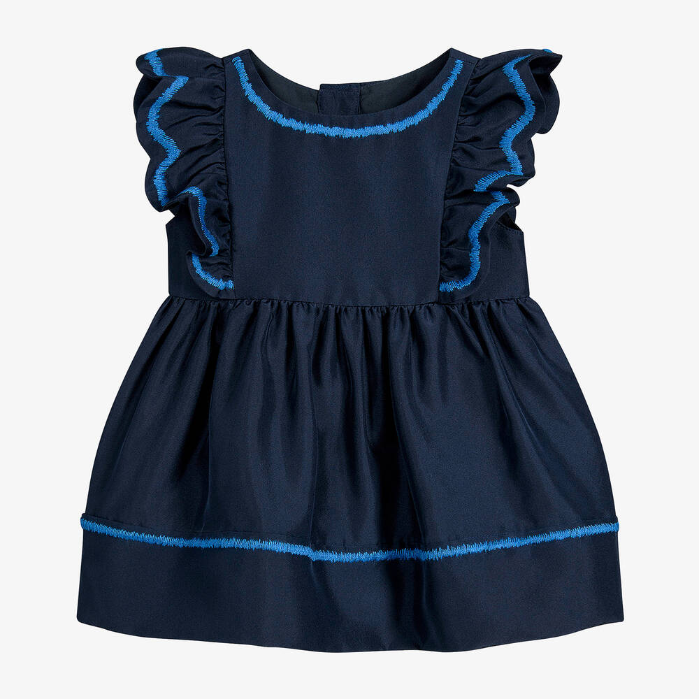 Burberry - Blue Silk Dress Set | Childrensalon