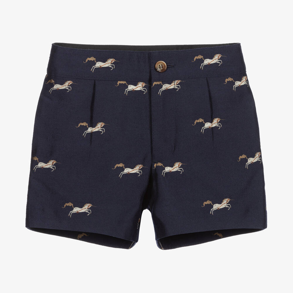 Burberry-Blue Wool & Silk Shorts | Childrensalon Outlet
