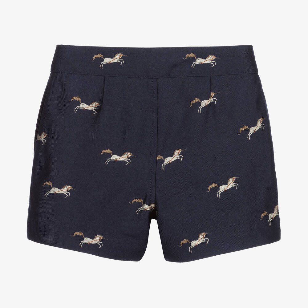 Burberry-Blue Wool & Silk Shorts | Childrensalon Outlet