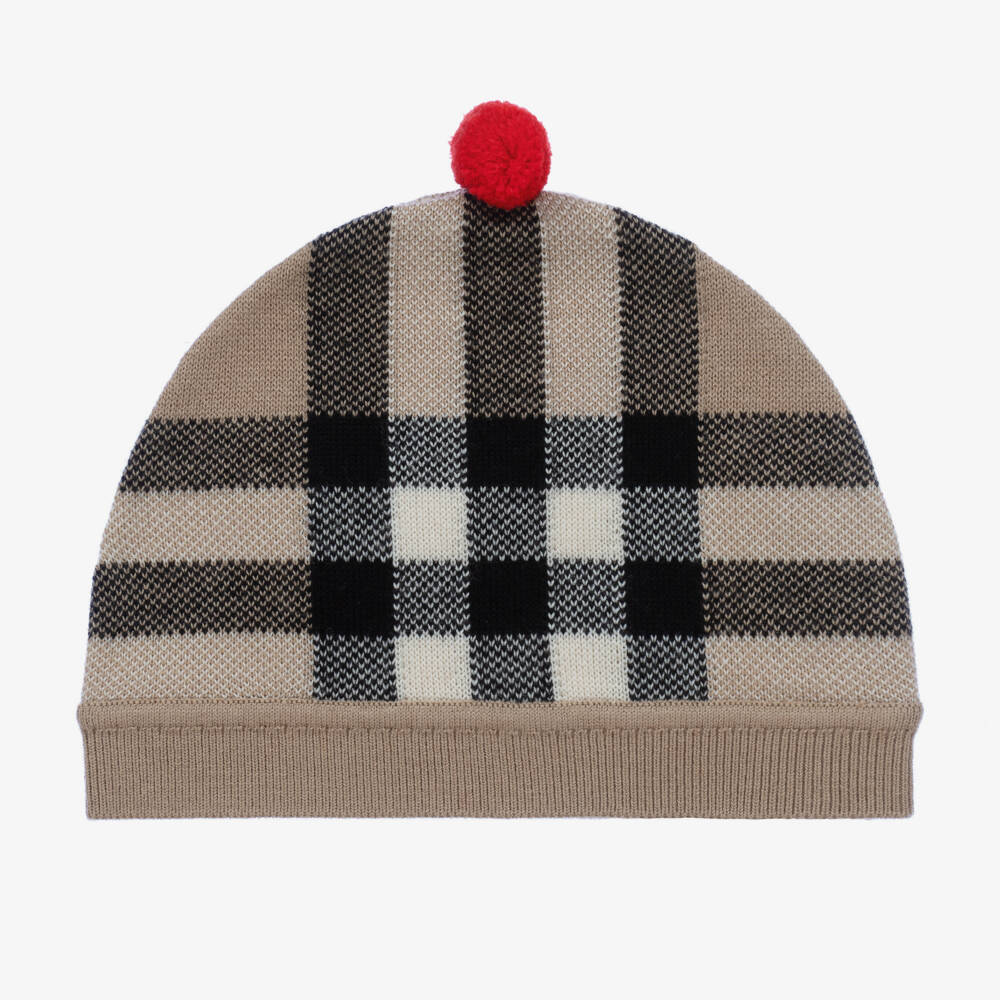 Burberry-Boy's Cozy Wool-Blend Check Hat | Childrensalon Outlet