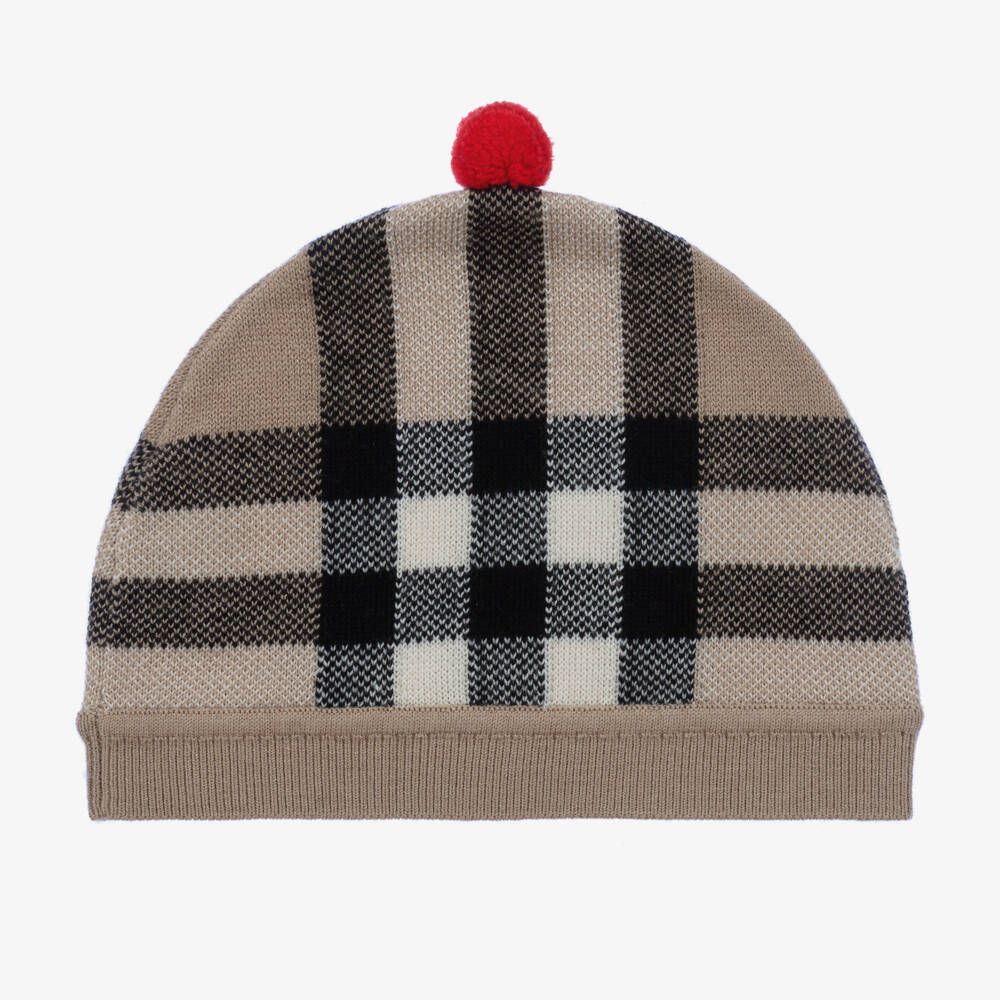 Burberry-Boy's Cozy Wool-Blend Check Hat | Childrensalon Outlet