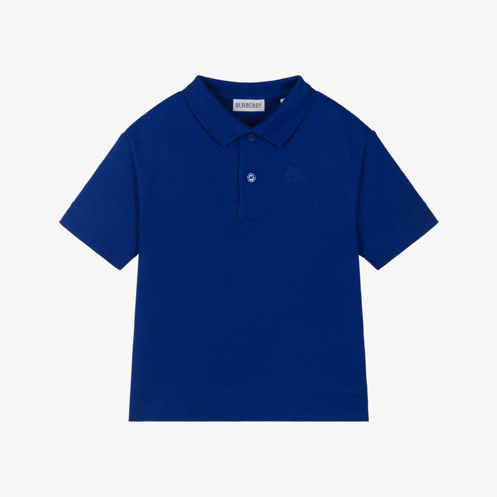 Burberry-Boys Azure Cotton Polo Top | Childrensalon Outlet