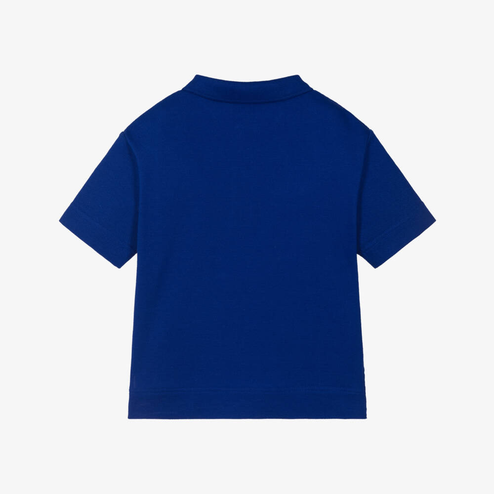 Burberry-Boys Azure Cotton Polo Top | Childrensalon Outlet