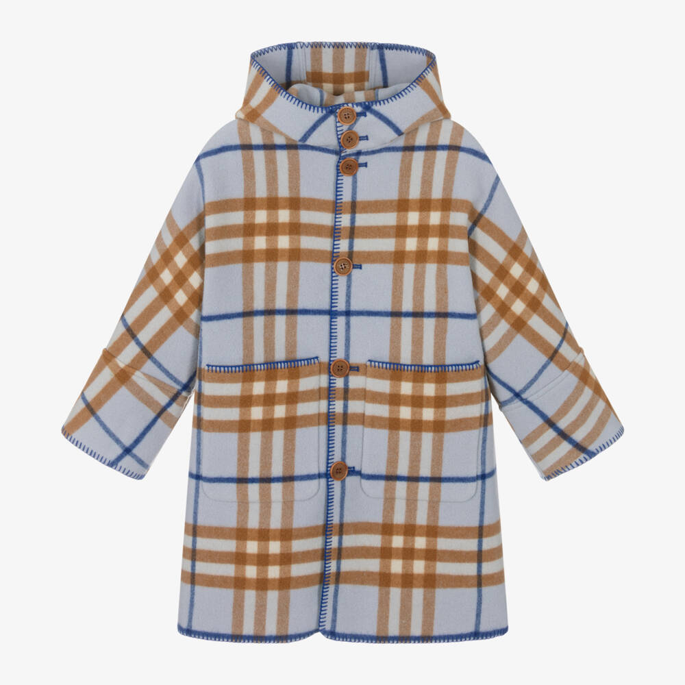Burberry-Boys Beige and Blue Check Coat | Childrensalon Outlet