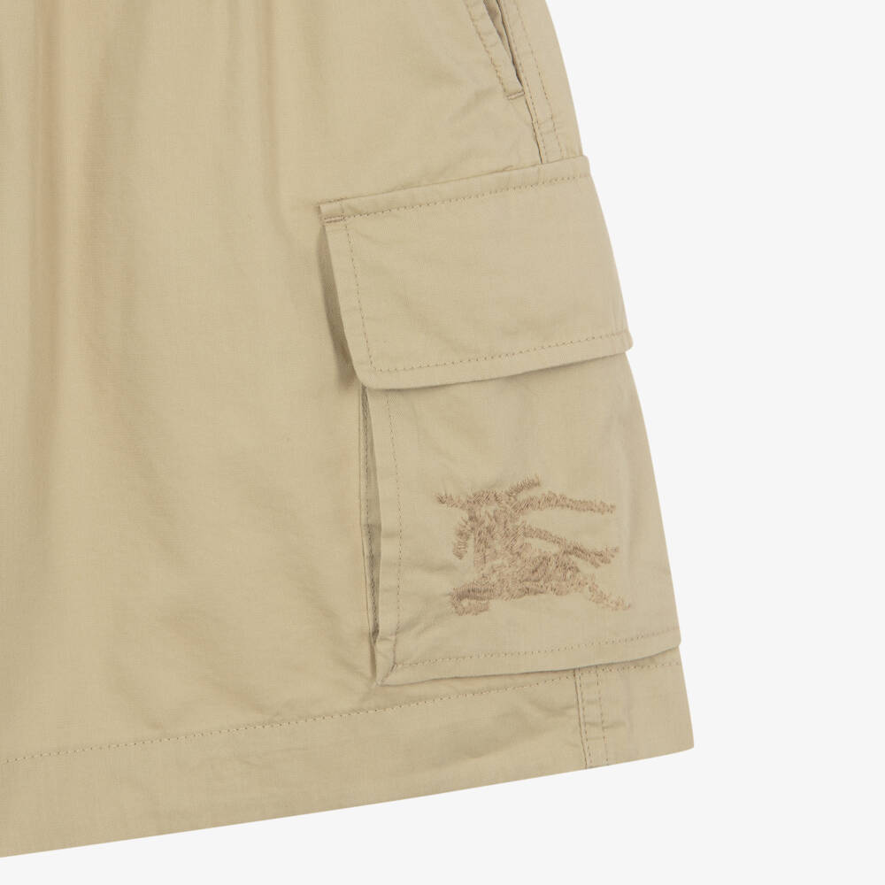 Burberry-Boys Beige Cargo Cotton Shorts | Childrensalon Outlet
