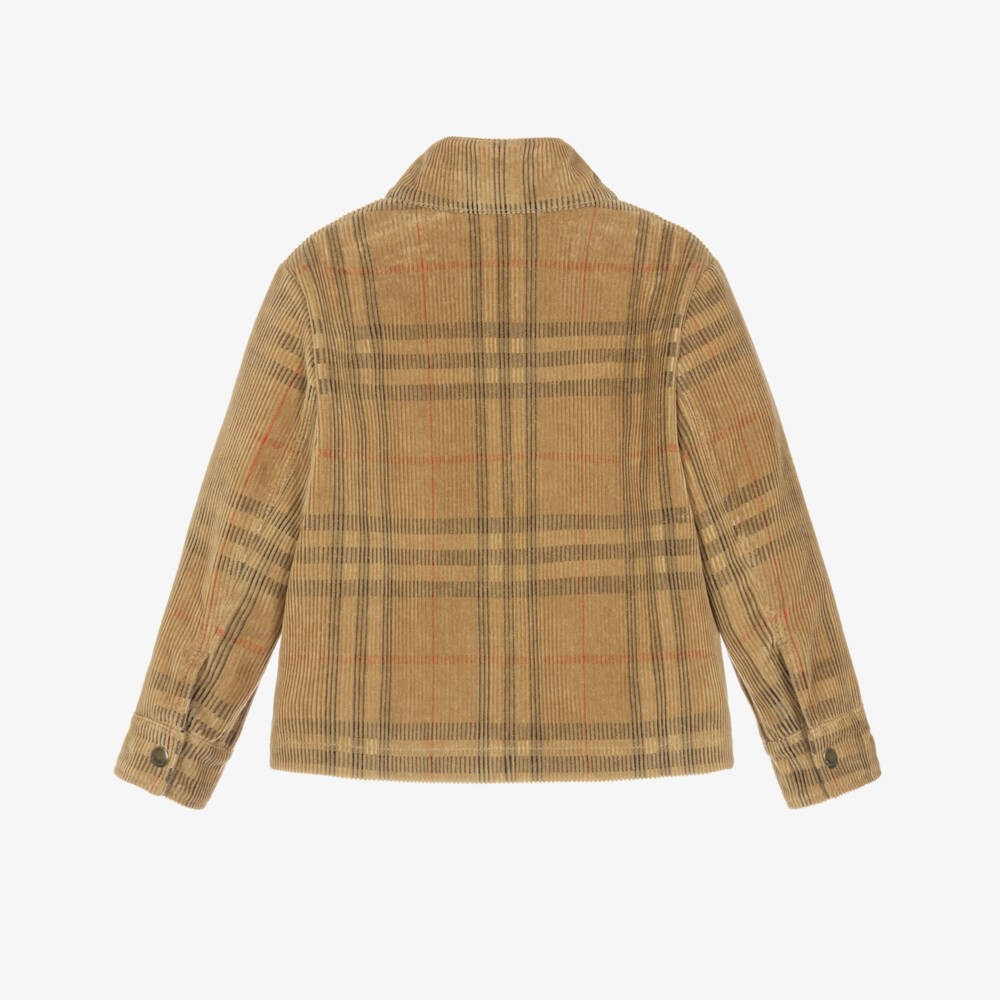 Burberry-Boys Beige Check Corduroy Jacket | Childrensalon Outlet