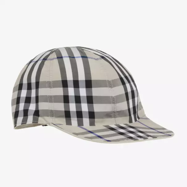 Burberry-Серая хлопковая двусторонняя кепка в клетку | Childrensalon Outlet
