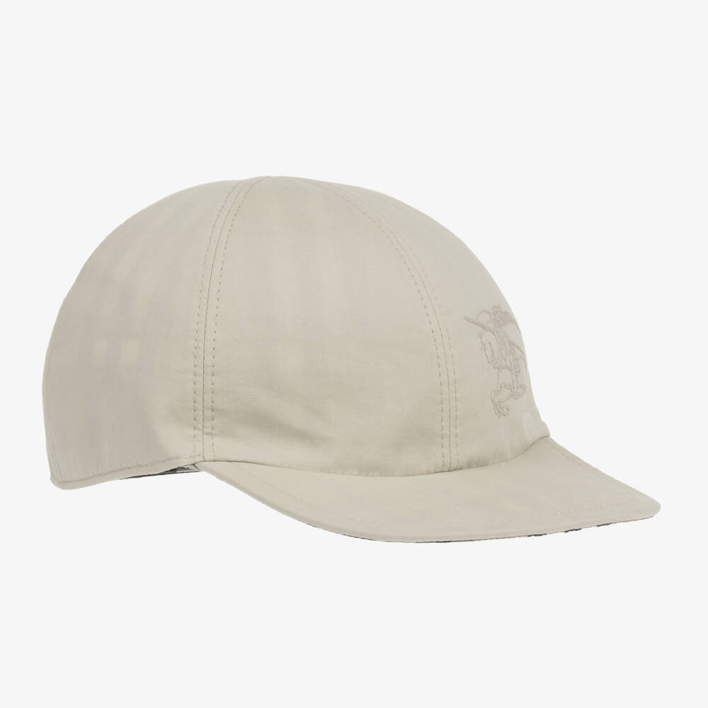 Burberry-Boys Beige Check Reversible Cap | Childrensalon Outlet
