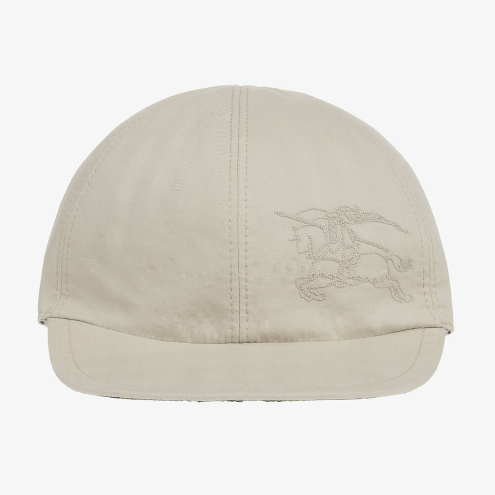 Burberry-Серая хлопковая двусторонняя кепка в клетку | Childrensalon Outlet