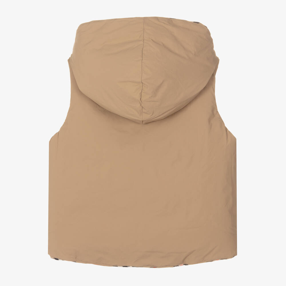 Burberry-Boys Beige Check Reversible Gilet | Childrensalon Outlet