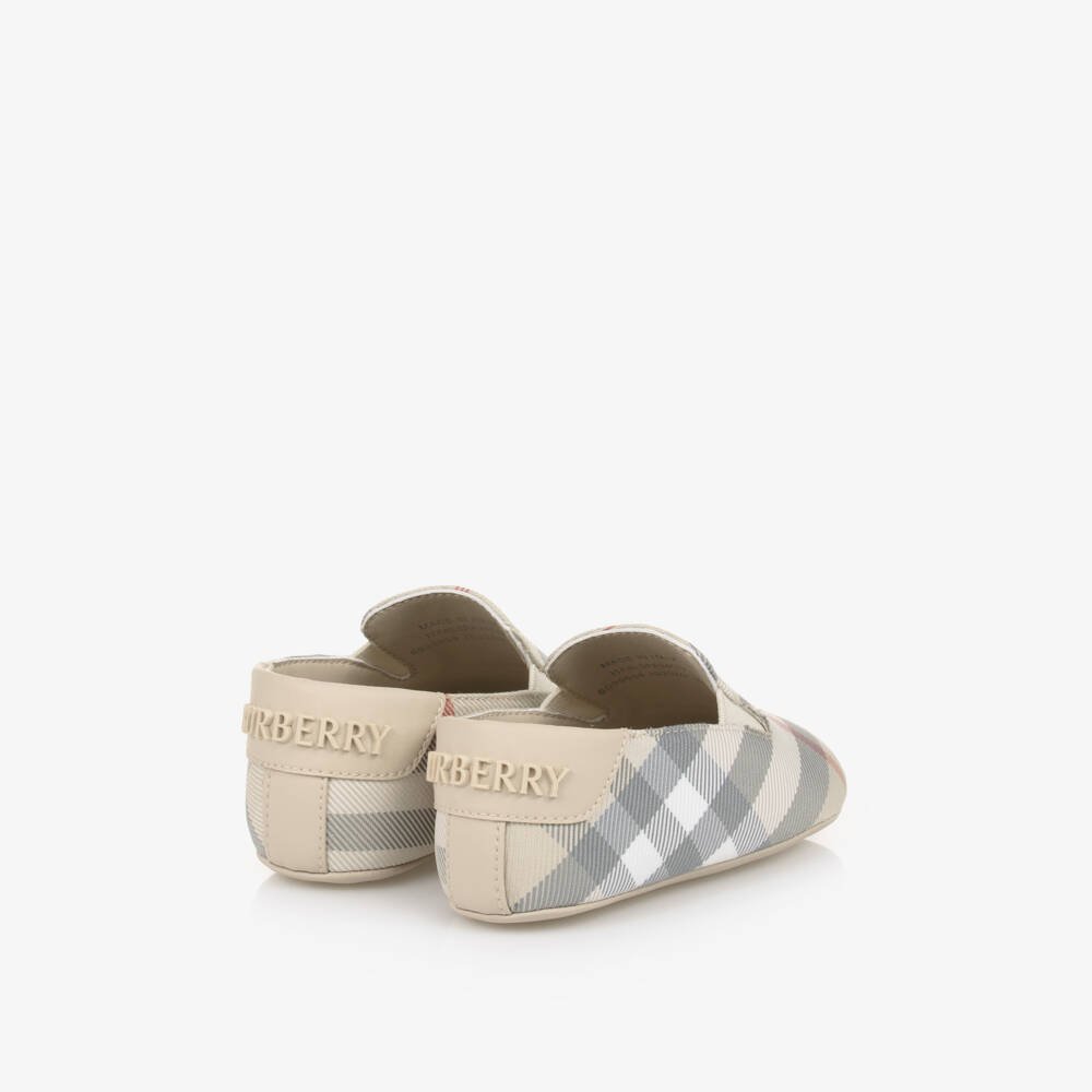 Burberry-Boys Beige Check Slip-On Shoes | Childrensalon Outlet