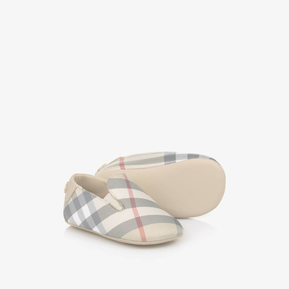 Burberry-Boys Beige Check Slip-On Shoes | Childrensalon Outlet