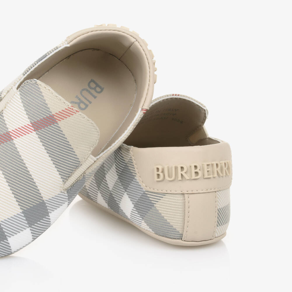 Burberry-Boys Beige Check Slip-On Shoes | Childrensalon Outlet