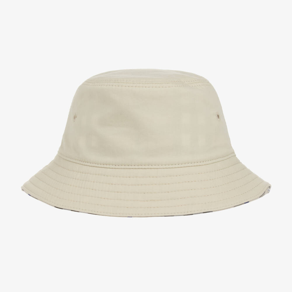 Burberry-Boys Beige Check Sun Hat | Childrensalon Outlet