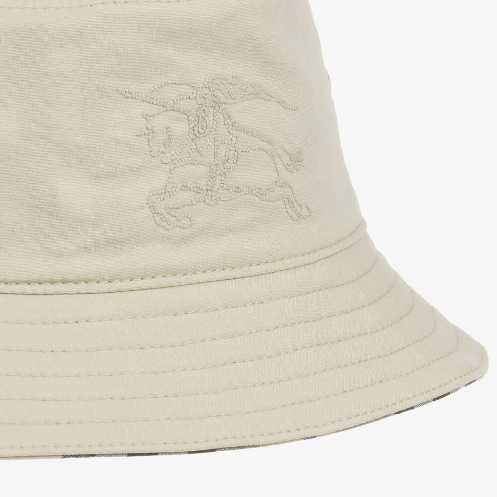Burberry-Boys Beige Check Sun Hat | Childrensalon Outlet