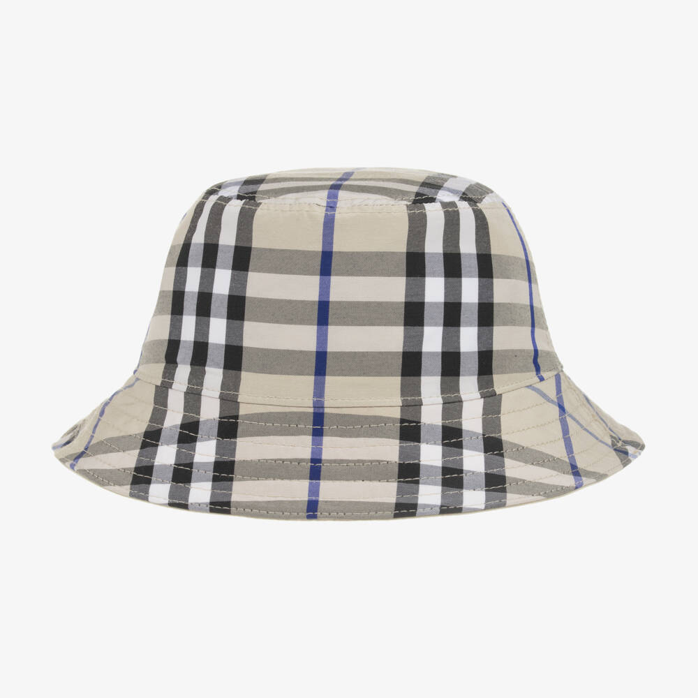 Burberry-Boys Beige Check Sun Hat | Childrensalon Outlet