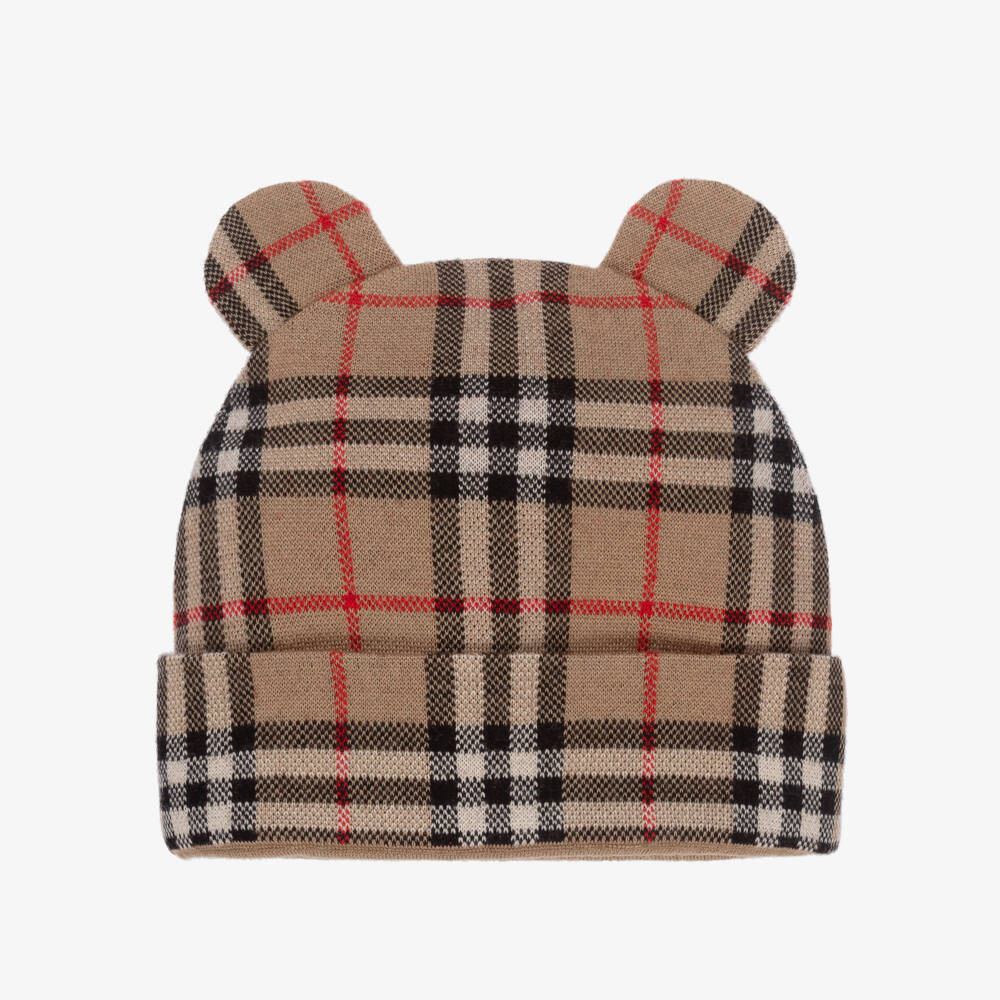 Burberry-Boys Beige Classic Pattern Knit Cap | Childrensalon Outlet