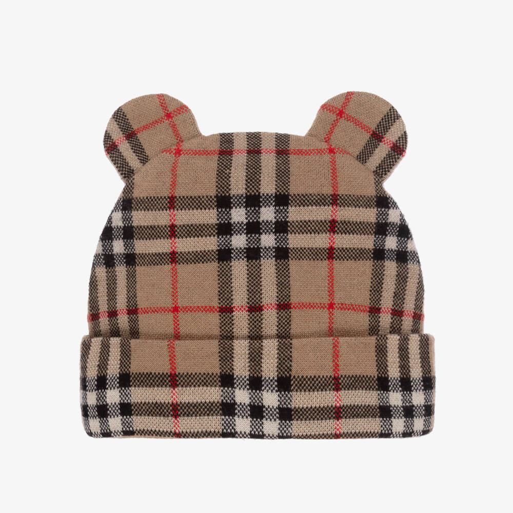 Burberry-Boys Beige Classic Pattern Knit Cap | Childrensalon Outlet