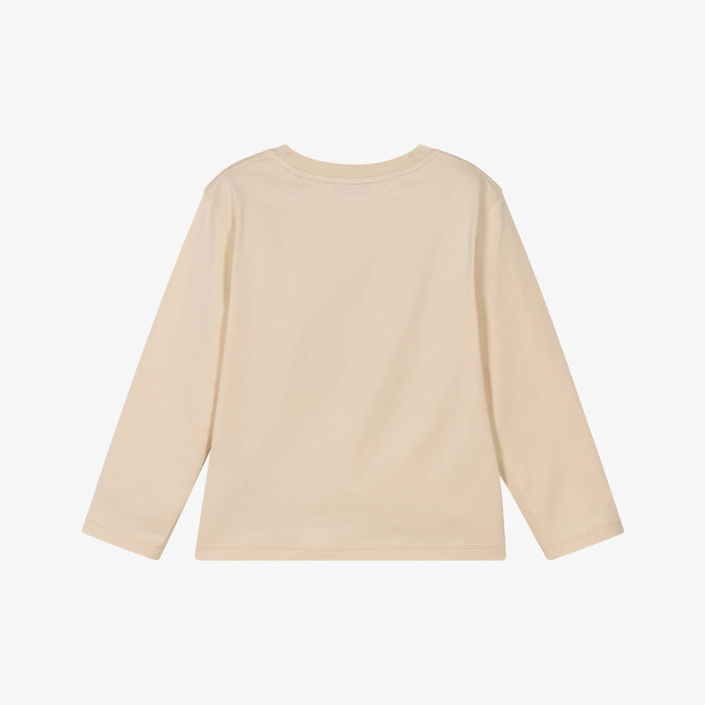 Burberry-Boys Beige Cotton EKD Logo Top | Childrensalon Outlet