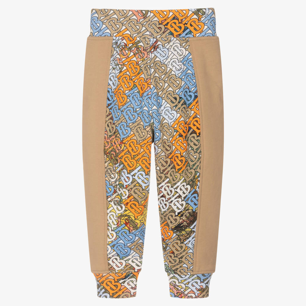 Burberry-Boys Beige Cotton Monogram Trousers | Childrensalon Outlet