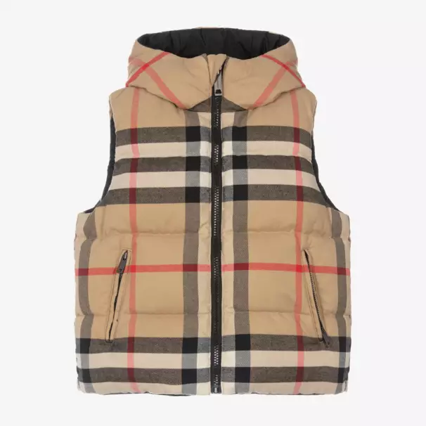 Burberry-Boys Beige Dual-Style Down Vest | Childrensalon Outlet