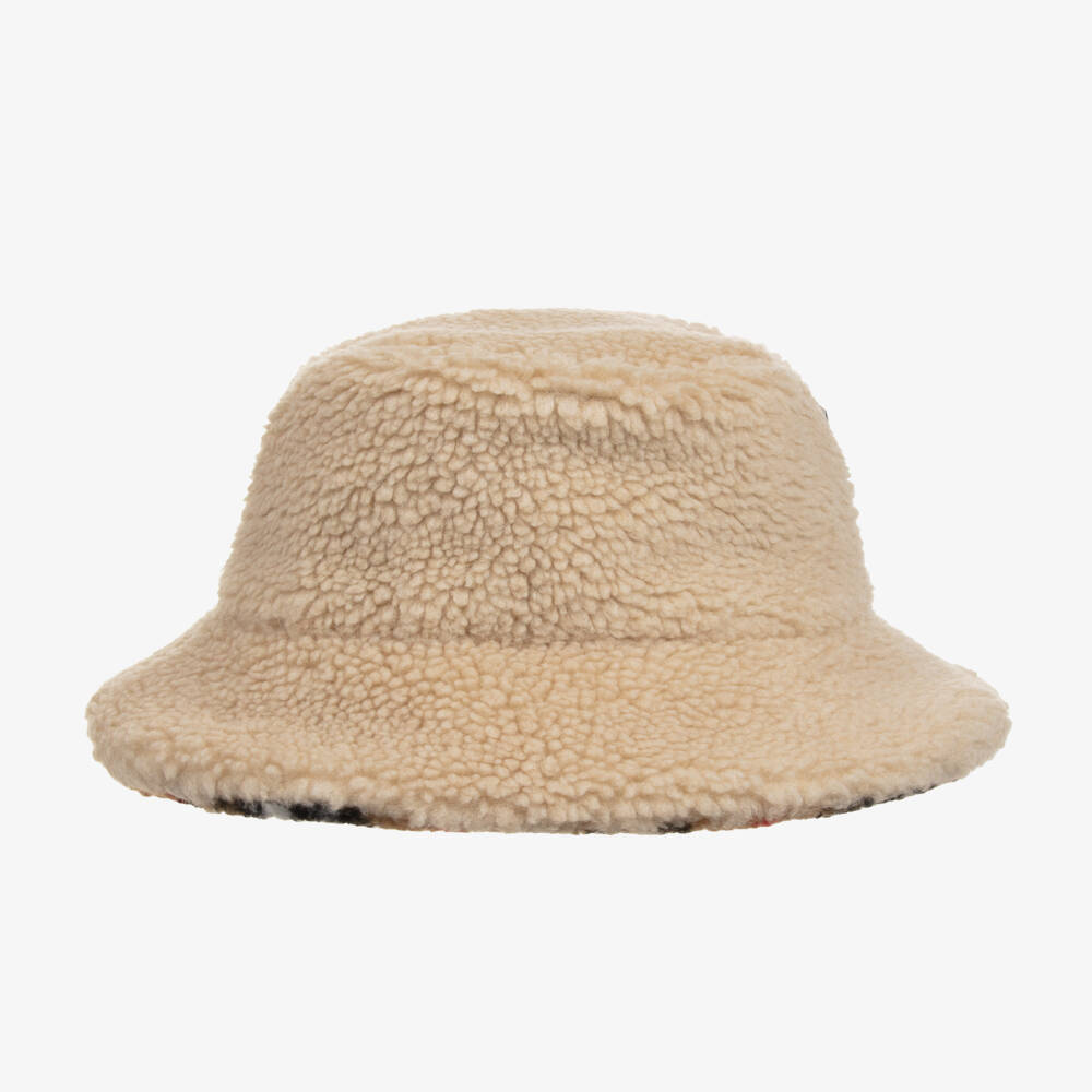 Burberry-Boys Beige Fleece Bucket Hat | Childrensalon Outlet