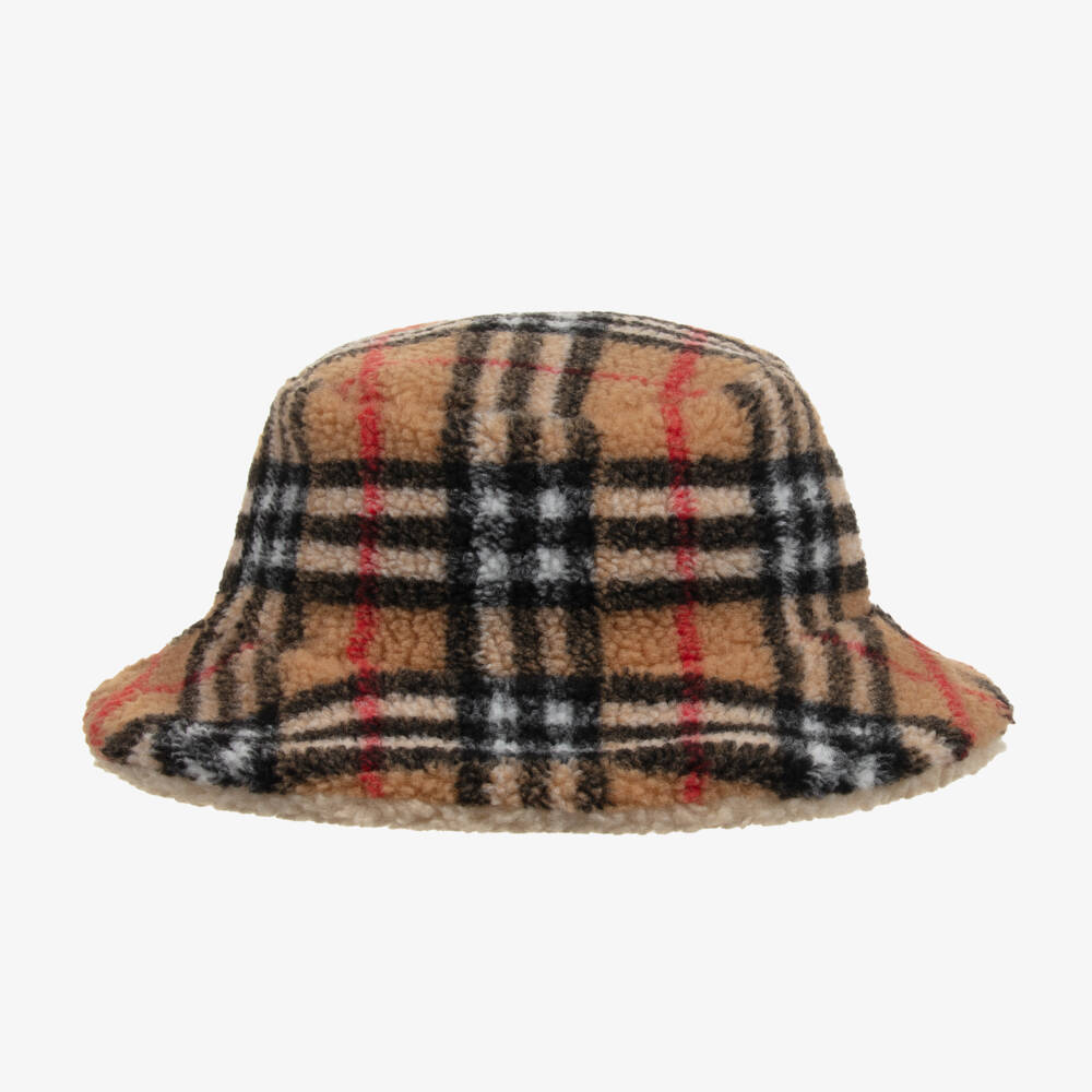 Burberry-Boys Beige Fleece Bucket Hat | Childrensalon Outlet