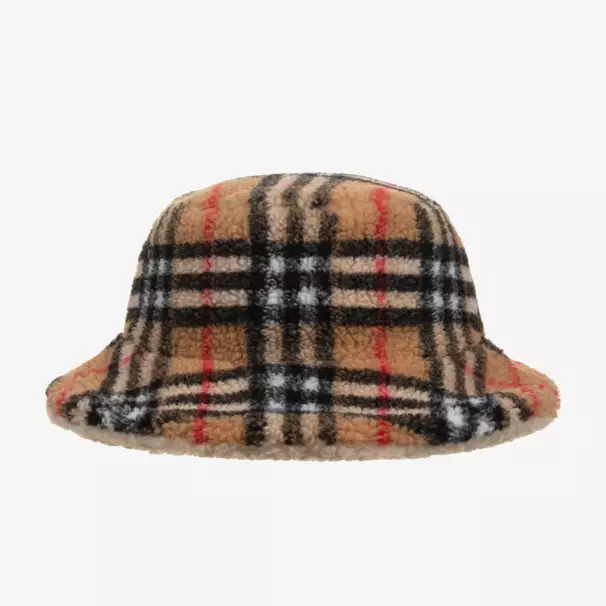 Burberry-Boys Beige Fleece Bucket Hat | Childrensalon Outlet