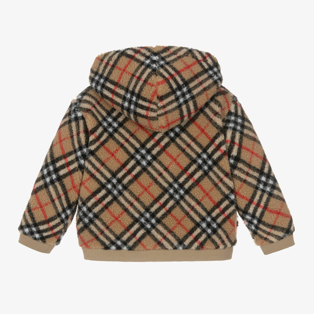 Burberry-Boys Beige Heritage Check Hoodie | Childrensalon Outlet