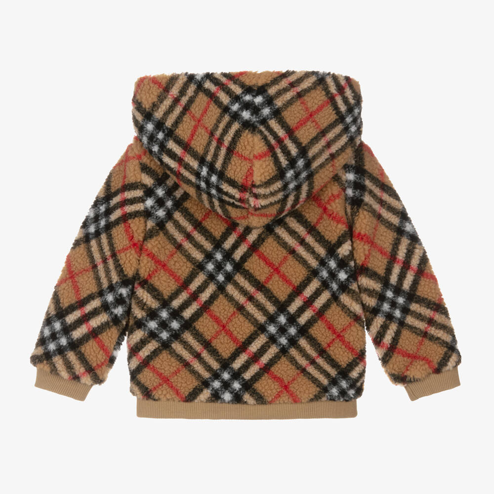 Burberry-Boys Beige Heritage Check Hoodie | Childrensalon Outlet
