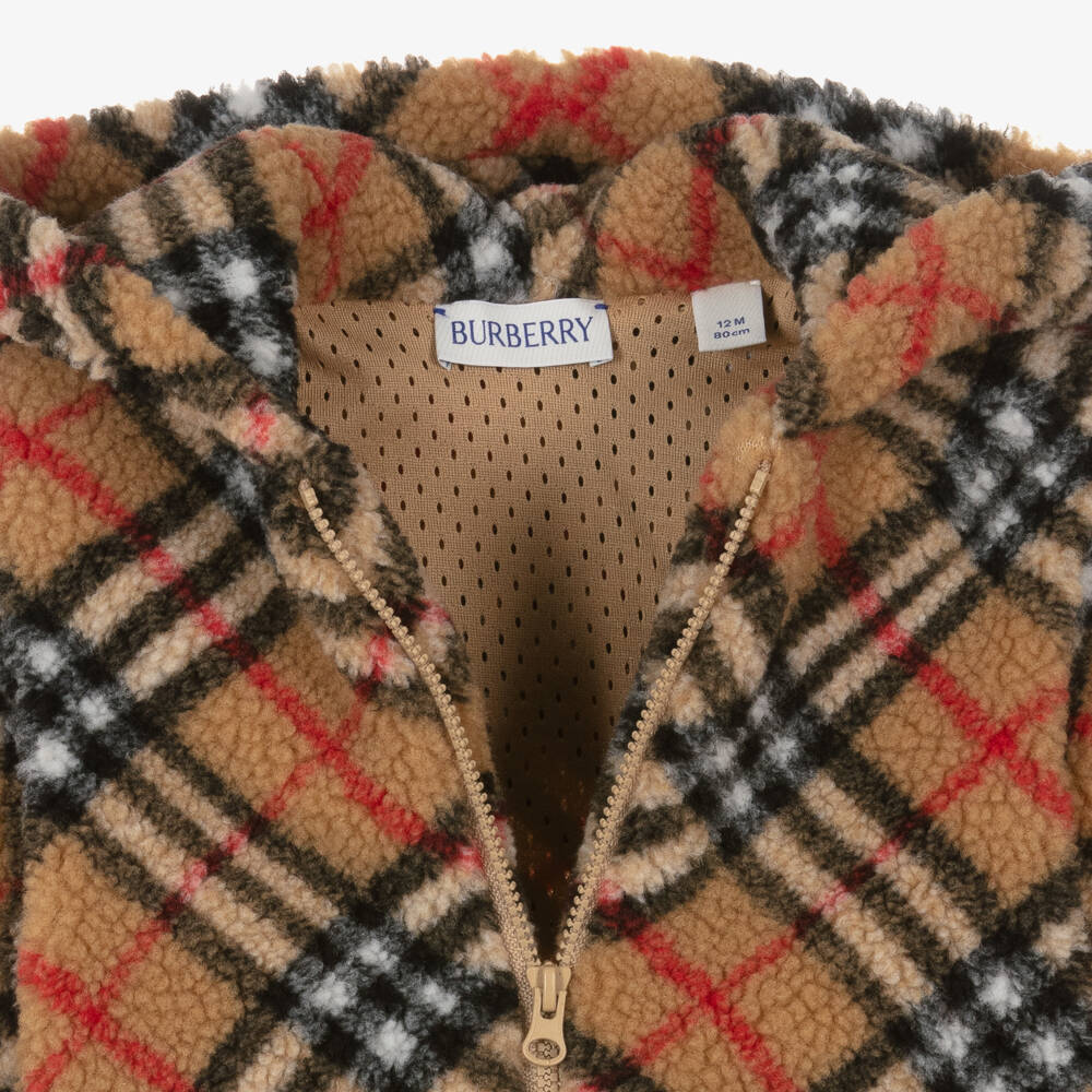 Burberry-Boys Beige Heritage Check Hoodie | Childrensalon Outlet