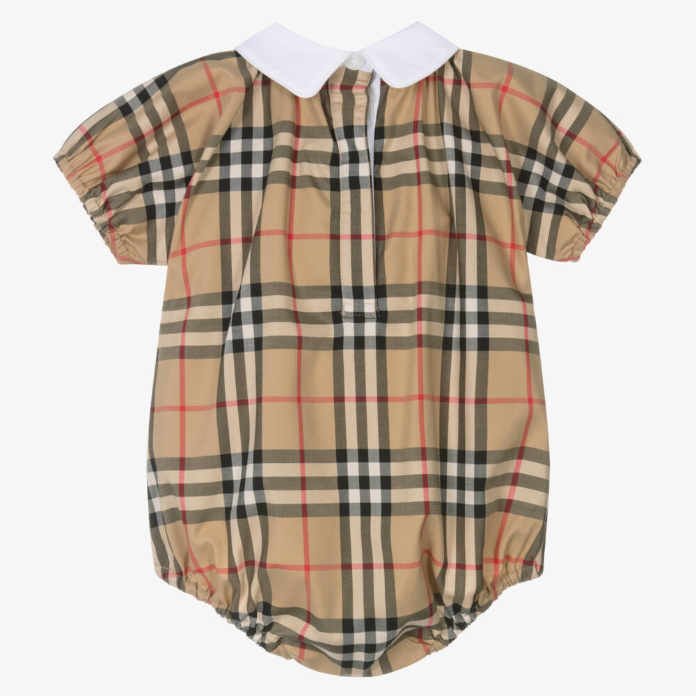 Burberry-Boys Beige Heritage Check Romper | Childrensalon Outlet